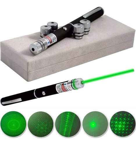 Caneta Laser Pointer Verde Lanterna 500wm Com 5 Pontas Dj