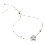 Pulsera De Plata 925 Regulable Bolitas Ajustable Circon 