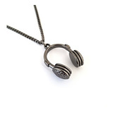 Colar Corrente Masculina Pingente Fone Musica Rock