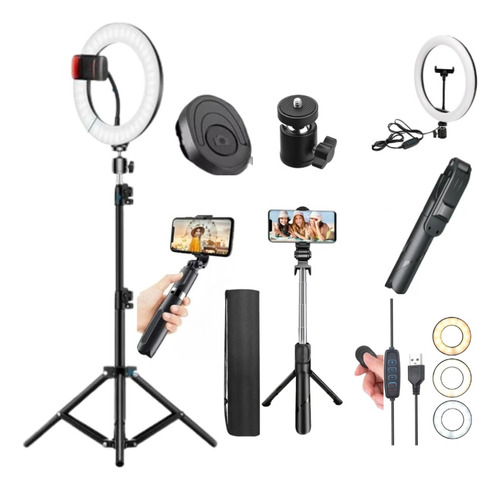 Kit Youtuber Ring Light Led Iluminador  Tripé 2.1m  Microfon