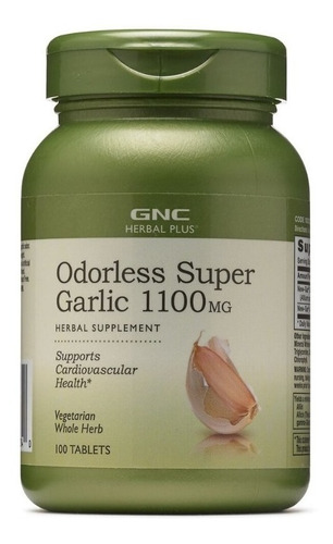 Gnc I Herbal Plus I Odorless Super Garlic I 1100mg I 100 Tab