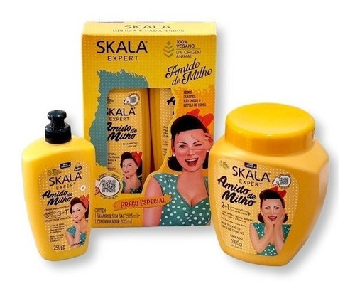 Kit Skala Amido De Milho Shampoo + Cond+ C Pentear + Máscara