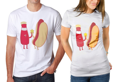 Camisetas Estampadas Amigos,combo X2 Salsa Y Perro Caliente