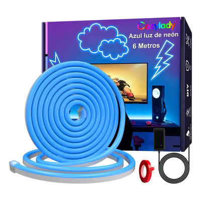 Cozylady Tira De Led Neón Luz Flex Unicolor Decorativa 6 Metros Contra Agua Ip68 Impermeable Cortable Cada 120 Led Luces Decoracion Neon Luces Led De Colores Azul | MercadoLibre