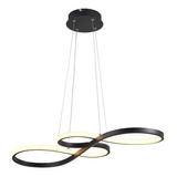 Lustre Pendente Led 40w Design Moderno Smd 3em1 Preto Sala