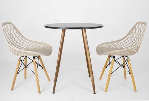 Kit Mesa 70cm Redonda De Mdf + 2 Cadeiras Designer Cloe