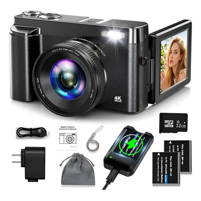 Cámara Compacta Yigllo DC101-AF-4K 48MP 4K Negra Zoom Digital 16x | Meses sin interés