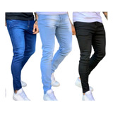 Kit 3 Calça Jeans Plus Size  Skinny Masculina Com Lycra