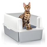 Caja De Arena Para Gatos De Acero Inoxidable Con Tapa Woofig