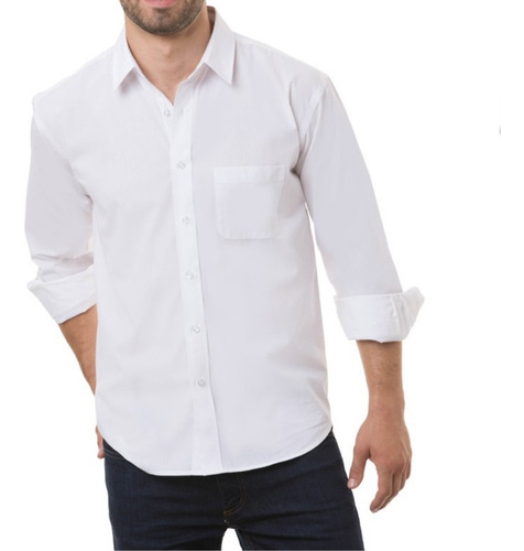 Camisa Social Masculina Manga Longa Tradicional De Microleve