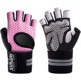 Guantes Gym Muñequera Pesas Gimnasio Crossfit Rosa Negro