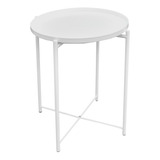 Mesa Auxiliar Minimalista Blanca Charola Desmontable Jardin Color Blanco