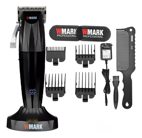 Kit Wmark Ng 222 Prata Com Base Maquina De Corta Cabelo