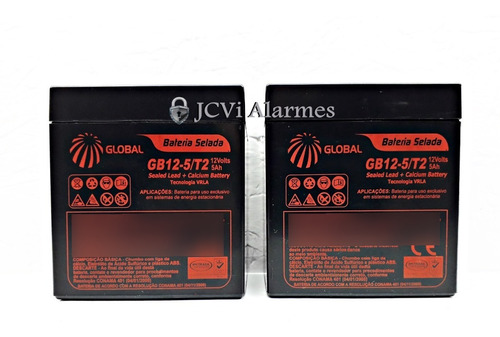 Kit 02 Baterias Global 12v 5ah - Nobreak Sms Station Ii