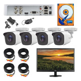 Kit Video Vigilancia 4 Cámaras Hd 720 Con Monitor 16'' 500gb