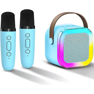 Máquina De Karaoke Bluetooth Para Niños Con 2 Micrófonos Inalámbricos Azul
