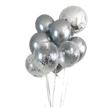 Globo Chrome 12  Plata  Cumple Fiesta X 50 Unidades 