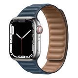 Pulseira De Couro Magnético Compatível Com Apple Watch 45mm