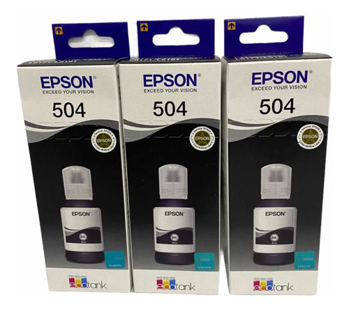 Pack Kit 3 Tintas Epson 504 Negras T504120 Nuevas Facturadas