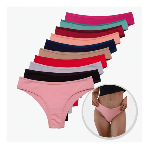 Kit 10 Calcinhas Algodão Tanga Lisa Conforto Basica Feminina | MercadoLivre