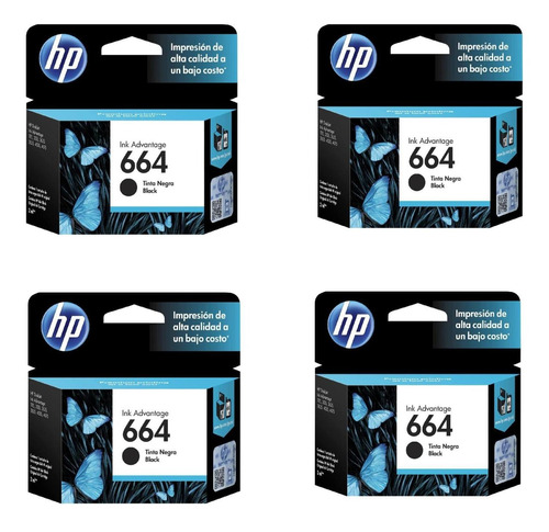 Kit De 4 Cartuchos Original Hp 664 Negro F6v29al