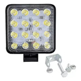 Faro Led Cuadrado 16 Led Luz Blanca Auto Camioneta Tractor