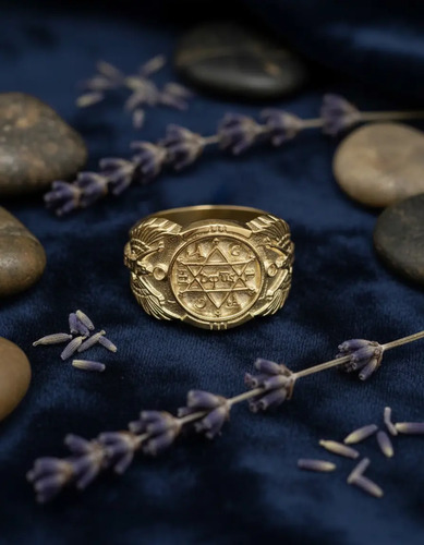 Anillo Místico Del Rey Salomón En Oro Sólido De 10 K