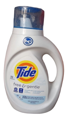 Tide Detergente De Ropa Líquido Free And Gentle 1,36lts 32l