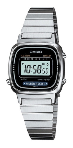 Reloj Casio Dama Retro Vintage La670 Plata Negro Original