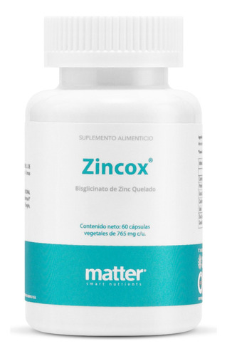 Bisglicinato De Zinc Quelado, 60 Cápsulas, Zincox, Matter