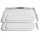 Kit 2 Bandeja 45x35 Aço Inox Retangular Grande Restaurante