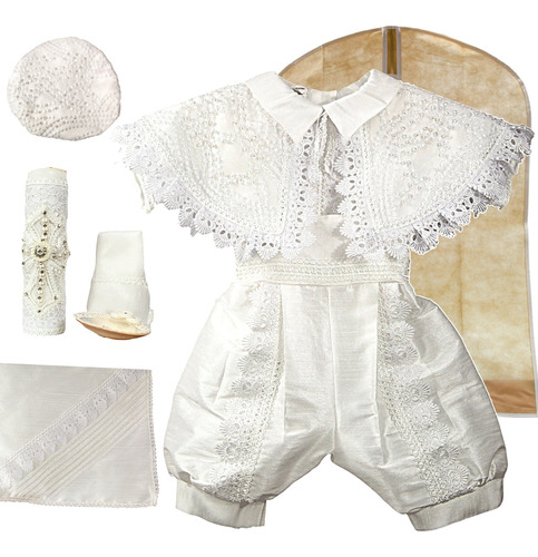 Ropon Bautizo Niño + Kit Vela Traje Bautizo Niño + Sabana 