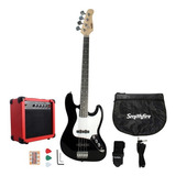 Smithfire Jbs404pack Paquete Completo Bajo Electrico Tipo Jazz Bass Black 