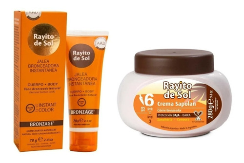 Rayito De Sol Jalea Bronceadora Instantánea + Crema Sapolan