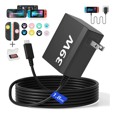 39W Cargador Rápida para Nintendo Switch con 1.8m cable AC Adaptador Dual Voltaje 39W 15V\u002F2.6 A de Corriente Compatible Modo Portátil\u002FDock\u002FTV\u002FNS\u002FSwitch OLED\u002FOtros Dispositivos de Tipo C Bottorry | MercadoLibre