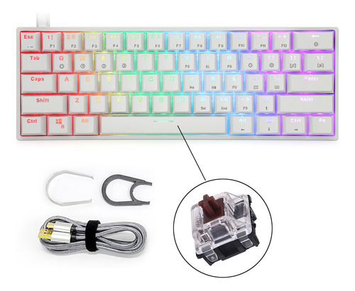 (bn) Gk61 Mini Teclado Mecánico Portátil Para Juegos Al 60%