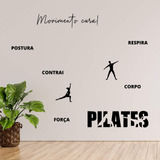 Adesivos Studio Pilates Frase Movimento Cura Silhueta Oferta
