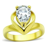 Anillo Mujer Oro Corazón Acero Inoxidable Zirconia 316l Soli