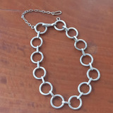 Pulsera De Plata 900 Eslabones Circulares Tramados