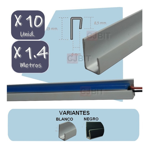 Perfil Guia De Pvc Para Tira De Neon Led X 1,4 Metros 