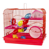 Gaiola Para Hamster Prime Com Andar De Acrílico - Vermelha