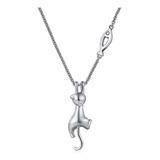 Collar Gato De Plata De Ley 925 Para Mujeres Cadena Joyeria 