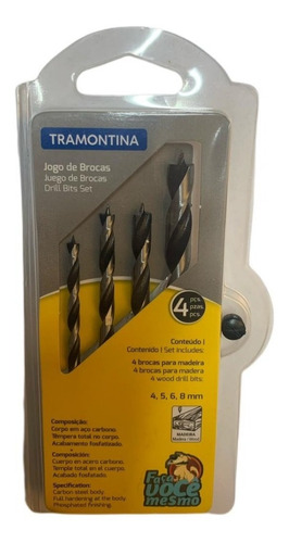 Set Kit De 4 Mechas Madera Tramontina 