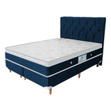 Cama Box + Colchão Magnético Infra Vermelho Ant Germes Queen Cor Azul