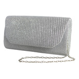 Bolsa Plata Para Dama Fiesta En Textil Clutch