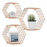 Mygift Estantes Hexagonales Flotantes De Cobre, Estantes He.