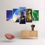 5 Quadros Decorativo Mosaico Thanos Manopla Do Infinito