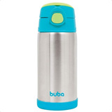 Garrafa Térmica Com Canudo De Silicone Buba Inox 400ml Azul