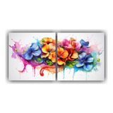 160x80cm Cuadros Tela Canvas Sala Geranium Rainbow Flores