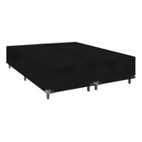 Cama Box Casal Bipartido - Suede Preto